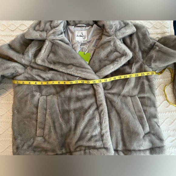 Sam Edelman Taupe Notch Collar Faux Fur Designer Jacket Women’s Size XL - Picture 9 of 16